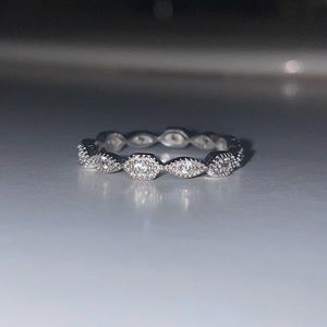 Sterling silver stackable eternity band with CZs size 7.5